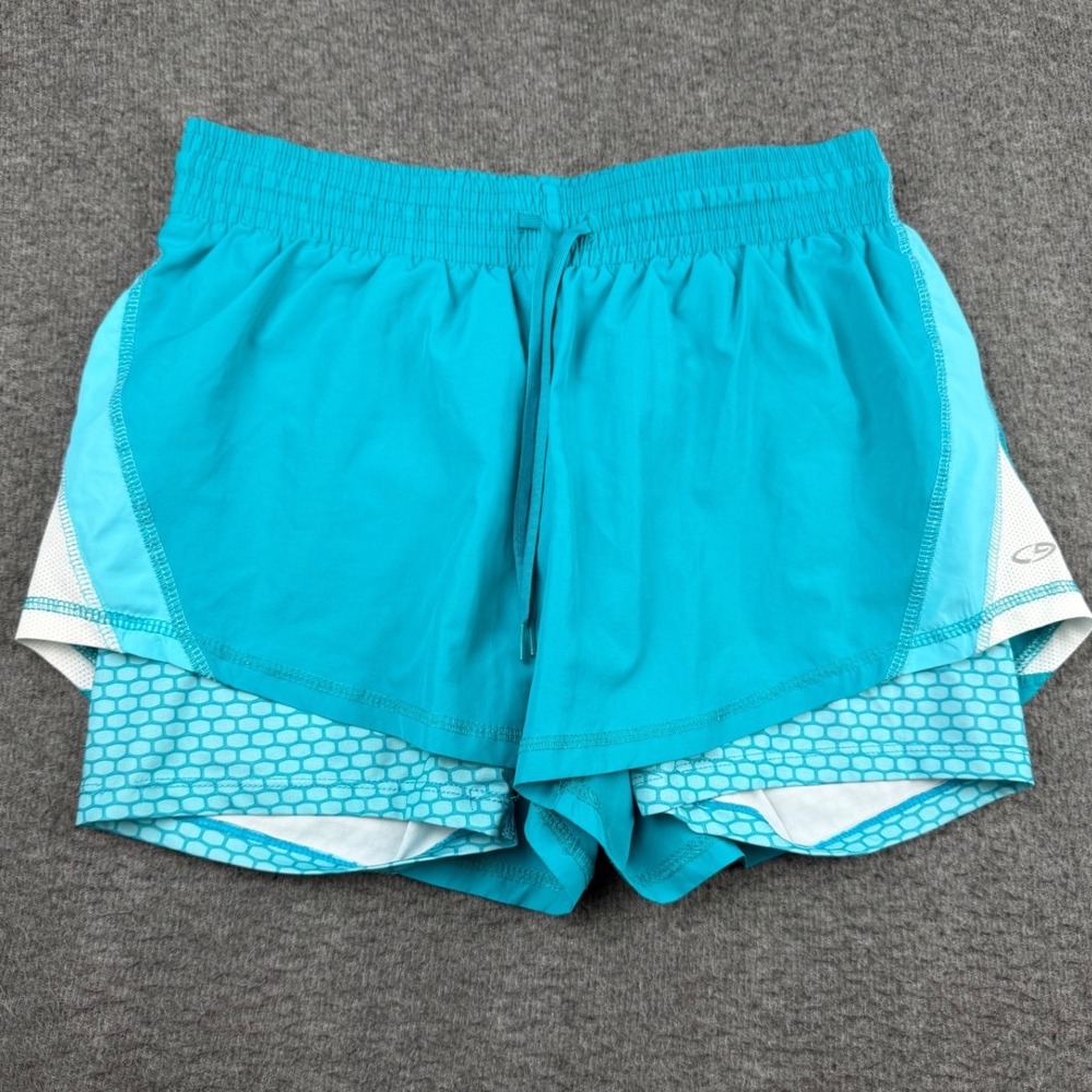 Champion Duo Dry Women's M Medium Teal 2-in-1 Running Shorts 86-122014-GV